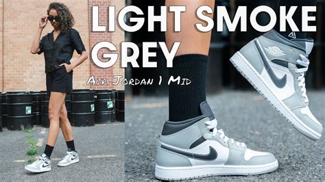 SO CLEAN! Air Jordan 1 Mid Light Smoke Grey On Foot Review and How to ...