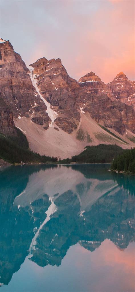 sunrise moraine lake reflections iPhone X Wallpapers Free Download