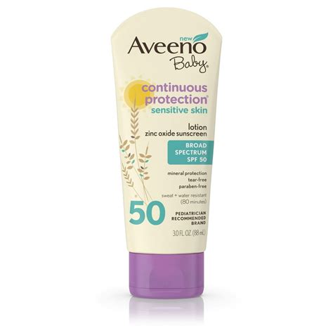 Aveeno Baby Continuous Protection Zinc Oxide Mineral Sunscreen, SPF 50 - Walmart.com - Walmart.com