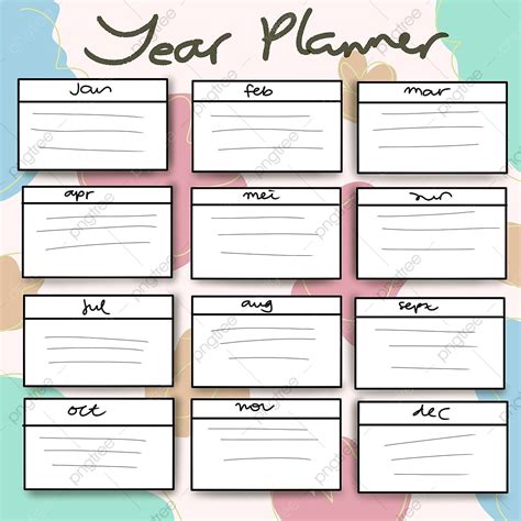 Year Planner Colorful Template Download on Pngtree