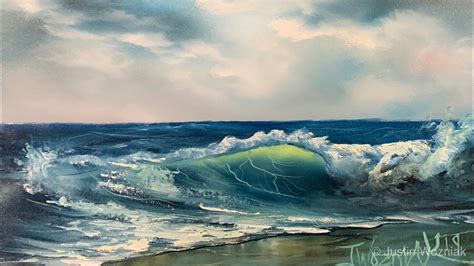 How To Paint A Seascape And Wave For Beginners Full Tutorial - Paintings By Justin - YouTube