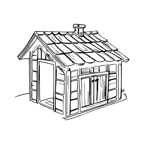 Premium Vector | Dog house coloring book dog house coloring page black and white drawing for ...