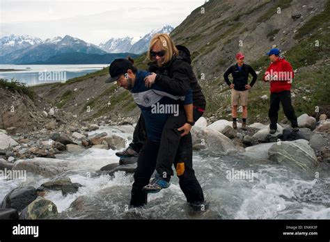 Hike in Reid Glacier - Glacier Bay National Park, Alaska. USA. Patterns of ice and snow on the ...