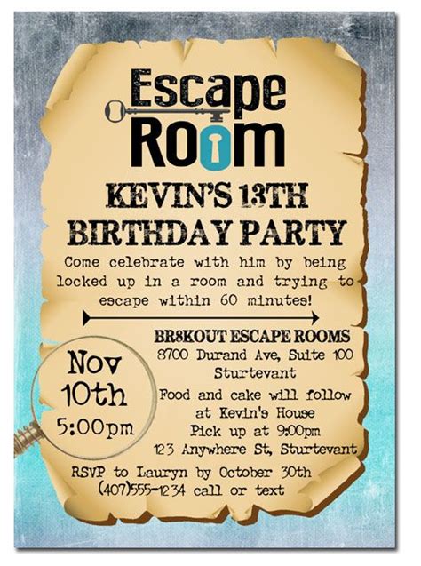 Escape Room Birthday Party Invitations | Kids Birthday | Kids invitations, Party invitations ...