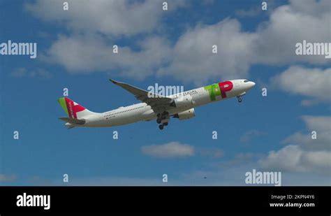 airplane airbus a330 900 neo tap air portugal take off slow motion oslo ...