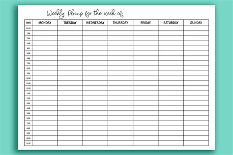 Printable Hourly Calendar Set - Daily and Weekly Hourly Calendars