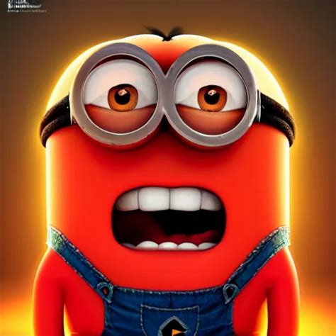 an epic painting minion, red really angry face with | Stable Diffusion