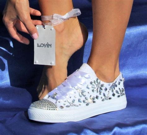 Wedding sneakers Bridal trainers for bride, Rhinestone crystal tennis shoes | eBay