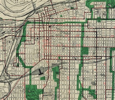 1911 Vintage Kansas City Map - Gallup Map