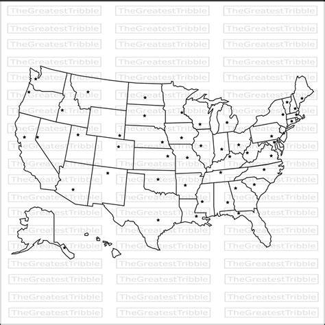 US States Map With State Capitals Eps Svg Png Jpg Vector | Etsy