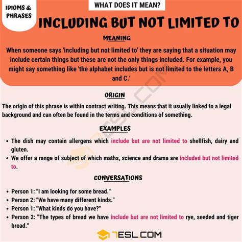 "Including But Not Limited To" Meaning, Origin and Examples • 7ESL