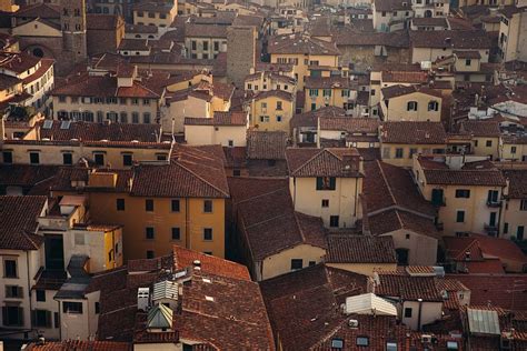 aerial, view, clay rooftops, residences, architecture, cityscape ...