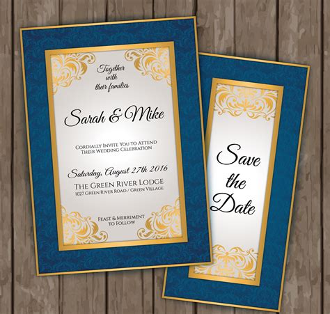 Royal Blue And Orange Wedding Invitations