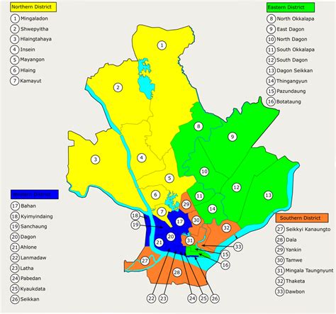 Yangon - districts • Map • PopulationData.net