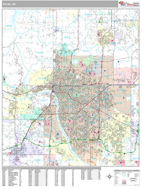 Tulsa Oklahoma Wall Map (Premium Style) by MarketMAPS - MapSales