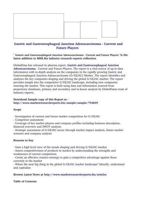 Gastric and Gastroesophageal Junction Adenocarcinoma - Current and ...