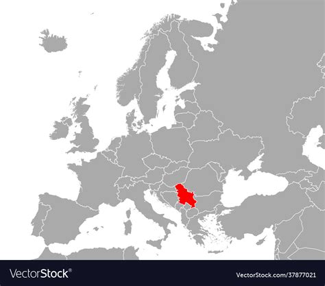 Map serbia in europe Royalty Free Vector Image