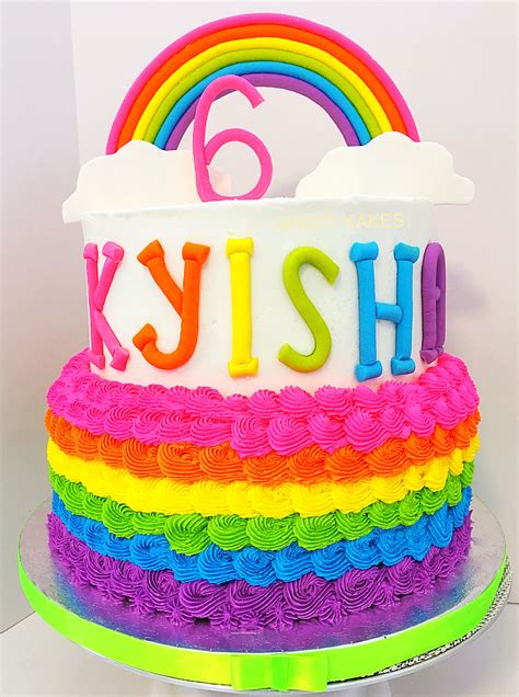 Neon Rainbow Cake | Rainbow cake, Cake, Desserts