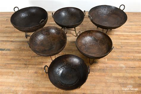 Reclaimed vintage kadai fire bowls and stand