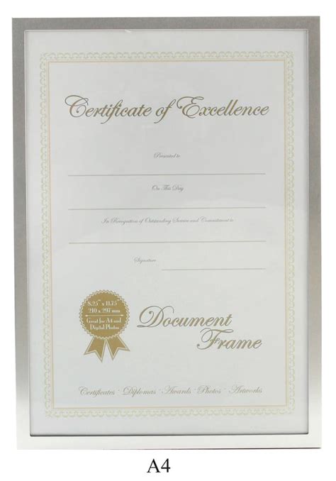 Silver Surround A4 Certificate Metal Photo Frame - 12" Picture Frames ...