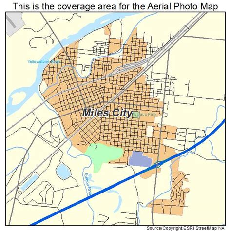 Aerial Photography Map of Miles City, MT Montana