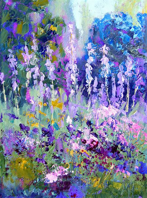 Impressionist oil painting floral abstract landscape Iris