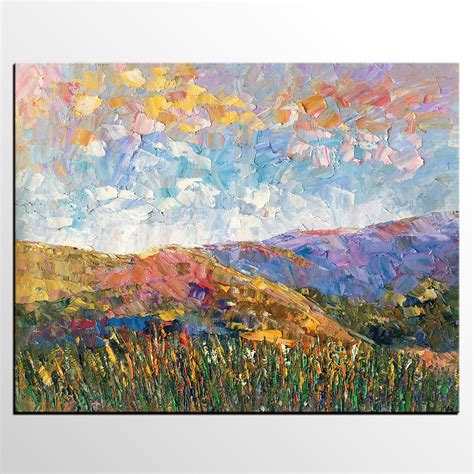 Custom Large Wall Art, Mountain Landscape Canvas Art, Abstract Landsca ...