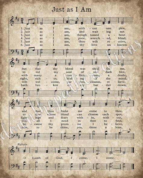 Just as I Am Hymn Print Printable Vintage Sheet Music - Etsy