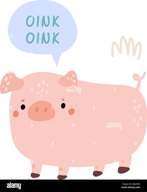 Pig with oink sound. Cute farm animal talking Stock Vector Image & Art - Alamy