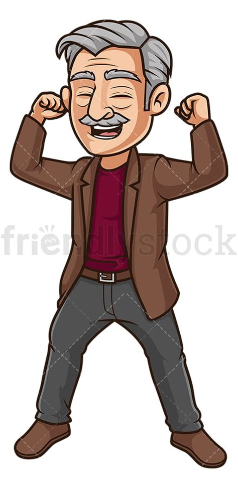 Happy Old Man Cartoon Clipart Vector - FriendlyStock