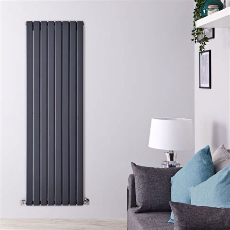 Delta - Anthracite Vertical Double Slim-Panel Designer Radiator - 63" x 22"