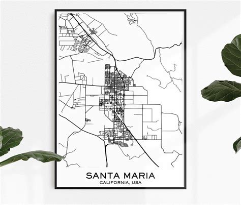 Santa Maria Map Print Map Print Santa Maria City Print Santa | Etsy