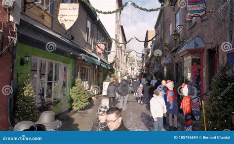 People Walking in the Cartier Petit Champlain Old Quebec Canada Stock ...