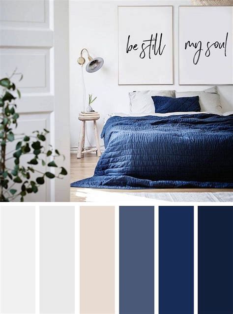 The Best Color Schemes for Your Bedroom - navy blue and neutral bedroom color palette #c ...