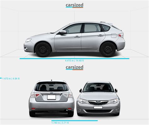 Subaru Impreza 2007-2011 Dimensions Side View