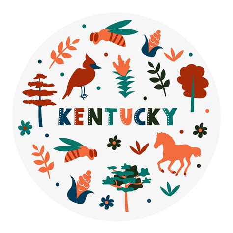 USA collection. Vector illustration of Kentucky theme. State Symbols ...