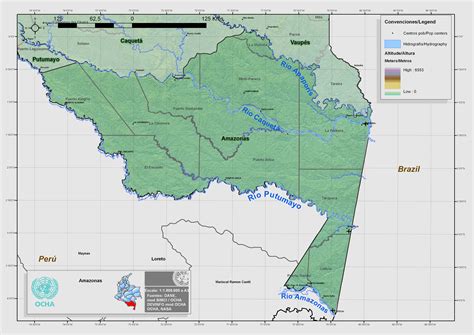 Mapa físico de Amazonas - Tamaño completo