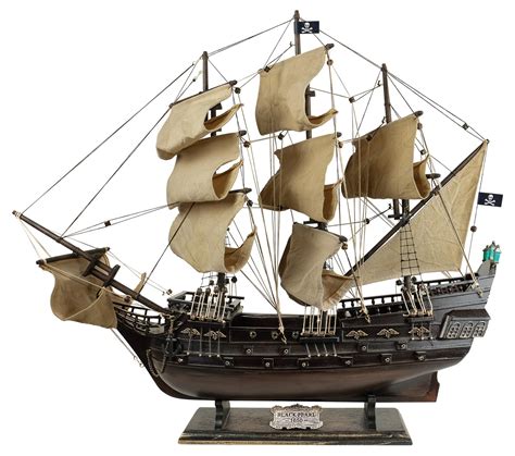 SAILINGSTORY Wooden Pirate Ship Model Black Pearl Model Ship Sailboat ...