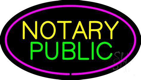 Notary Public Oval Pink Border Animated LED Neon Sign - Notary Public Neon Signs - Everything Neon