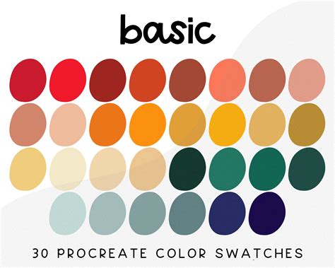 Basic Échantillons de palette de couleurs Procreate, téléchargement ...