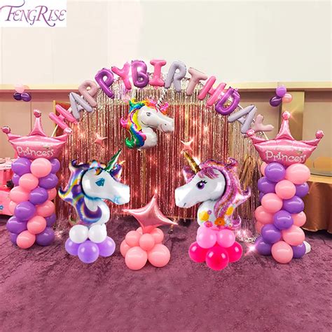 FENGRISE Rainbow Unicorn Party Table Decoration & Accessories Table ...