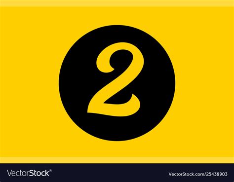 Yellow number 2 logo icon design with black circle