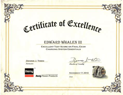 Whalen's Auto Repair - Training Certificates