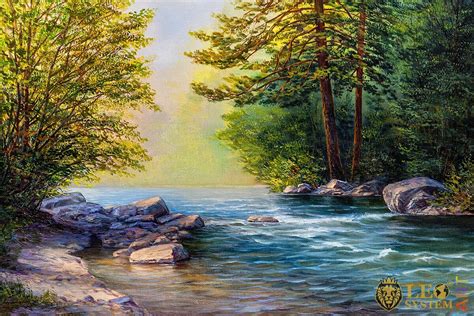 Oil Paintings by the River in the Forest | LeoSystem.art