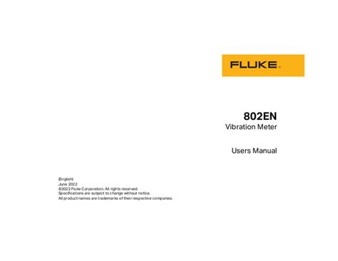 User manual Fluke 802EN (English - 20 pages)