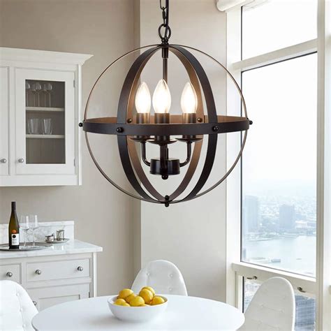 Ganeed Pendant Light,Industrial Globe Pendant Lighting,Vintage Chandelier Spherical Hanging ...