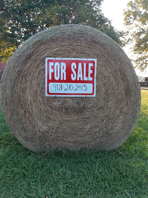 Large Round Bluestem Bales near Barnsdall, Oklahoma - Hay Bales - HitchPin