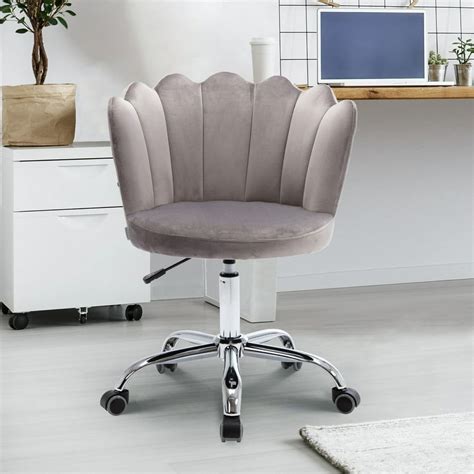 Desk Chairs With Wheels, Shell Design Swivel Barber Vanity Executive Office Chair With No Arms ...