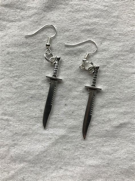 Dagger silver earrings emo goth cool fashion rock tattoo | Etsy