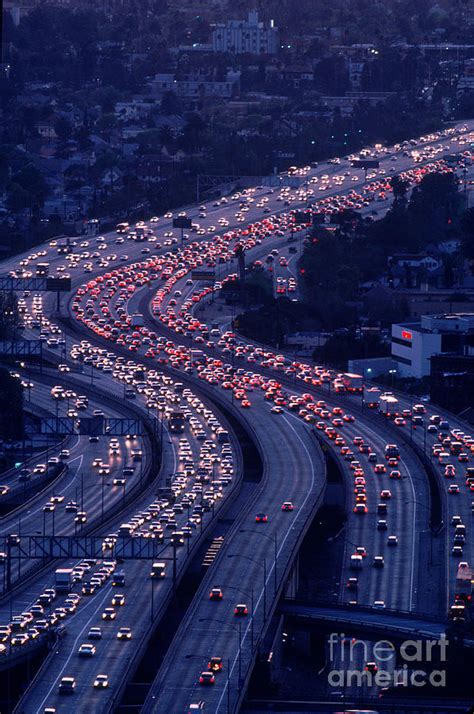 Los Angeles highway traffic at night Photograph by Ken Biggs - Fine Art ...